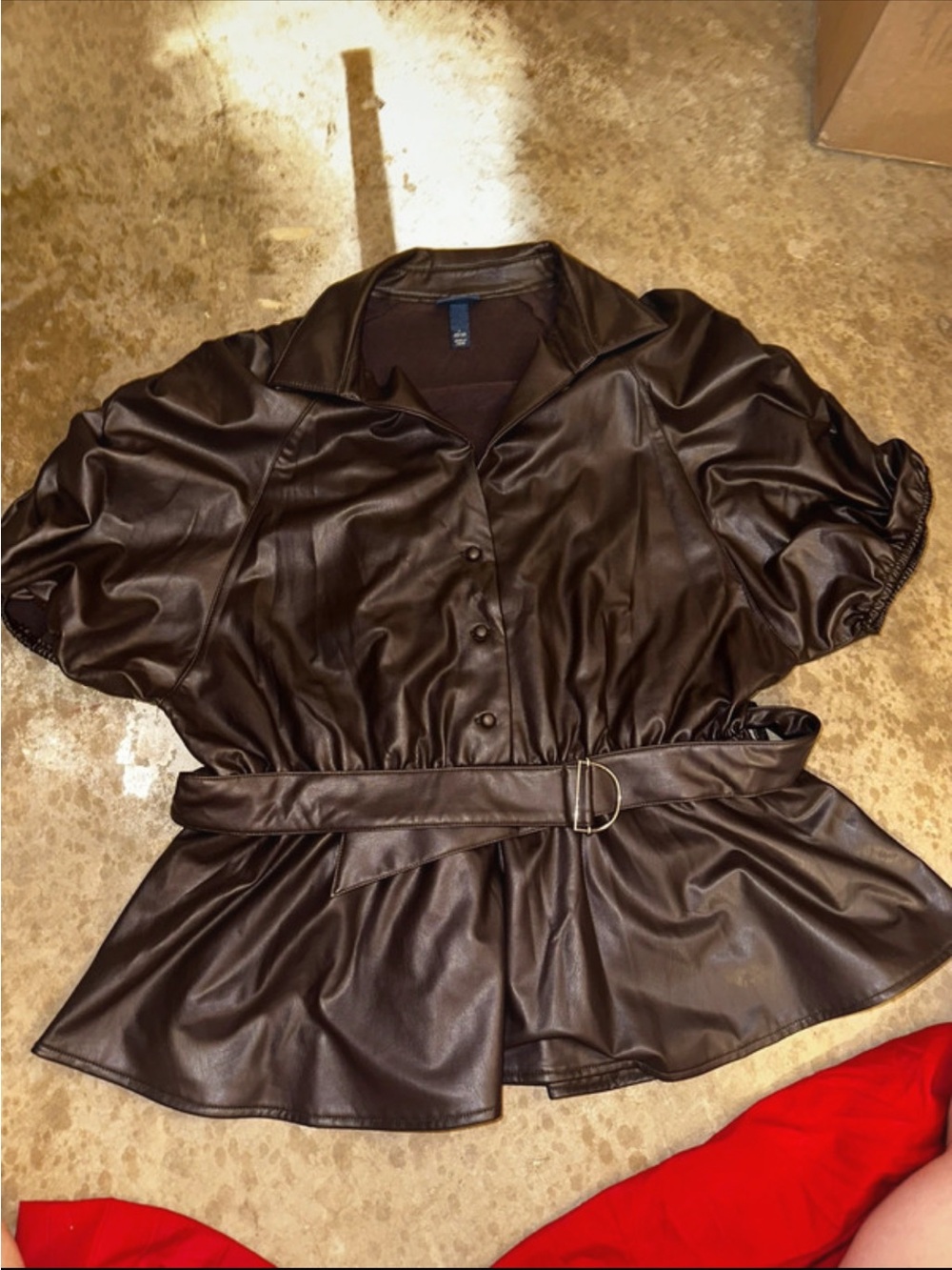 Scoop brown fit flare belt jacket top size large